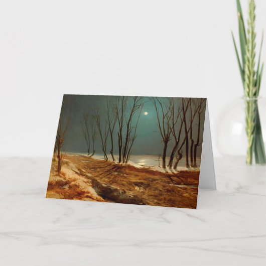 Landschaft im Winter am Mondschein, schöne Kunst Karte (Vorderseite)