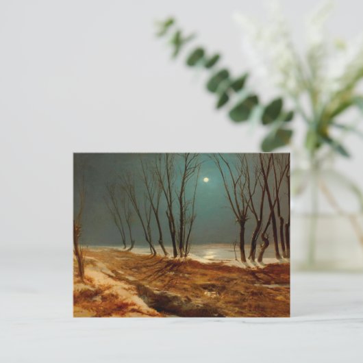 Landschaft im Winter am Mondschein, schöne Kunst Postkarte (Stehend Vorderseite)