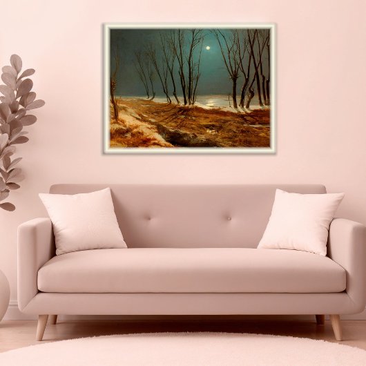 Landschaft im Winter am Mondschein, Winterkunst Poster