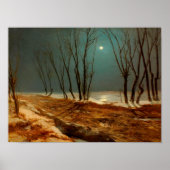 Landschaft im Winter am Mondschein, Winterkunst Poster (Vorne)