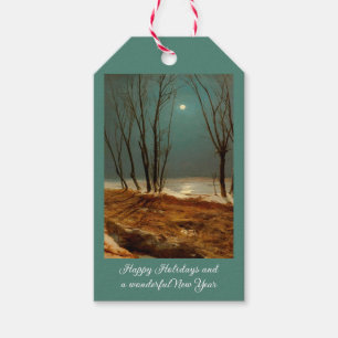 Landschaft im Winter bei Mondschein von Carl Blech Geschenkanhänger
