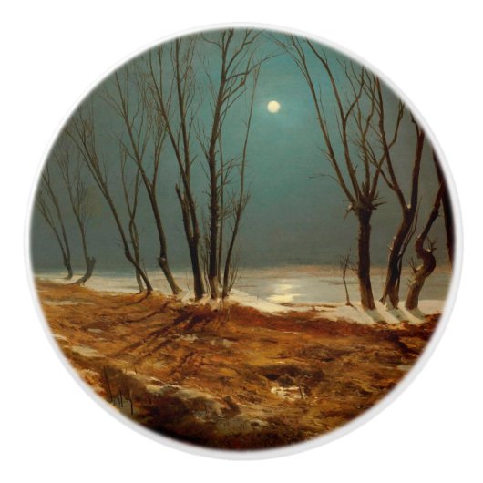 Landschaft im Winter bei Mondschein von Carl Blech Keramikknauf (Vorderseite)