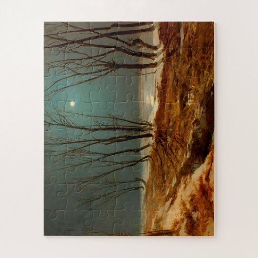 Landschaft im Winter bei Mondschein von Carl Blech Puzzle (Vertikal)