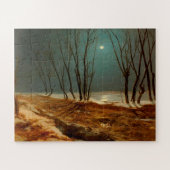 Landschaft im Winter bei Mondschein von Carl Blech Puzzle (Horizontal)
