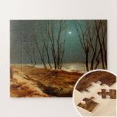 Landschaft im Winter bei Mondschein von Carl Blech Puzzle