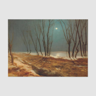 Landschaft im Winter bei Mondschein von Carl Blech Seidenpapier