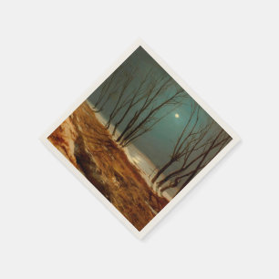 Landschaft im Winter bei Mondschein von Carl Blech Serviette