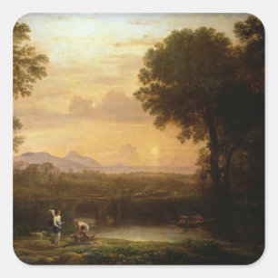 Landschaft in der Dusk Quadratischer Aufkleber