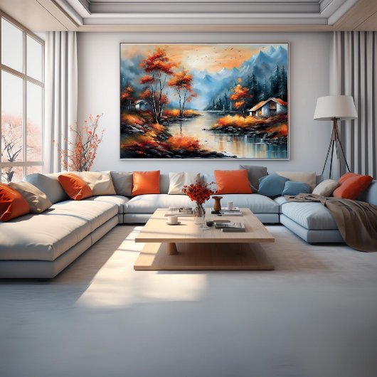 Landschaft in der Nähe des Sees Modernes Poster