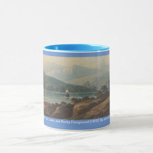 Landschaft in Wales mit Schloss, By John Varley Tasse (Zentrum)