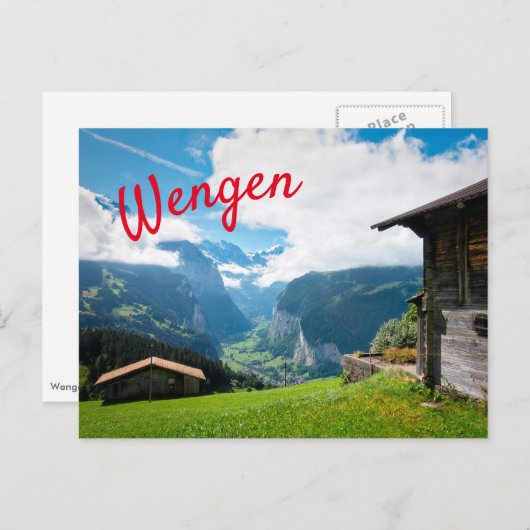 Landschaft in Wengen in der Schweiz Postkarte (Vorne/Hinten)