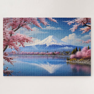 Landschaft Japan, Sakura und Fuji Puzzle