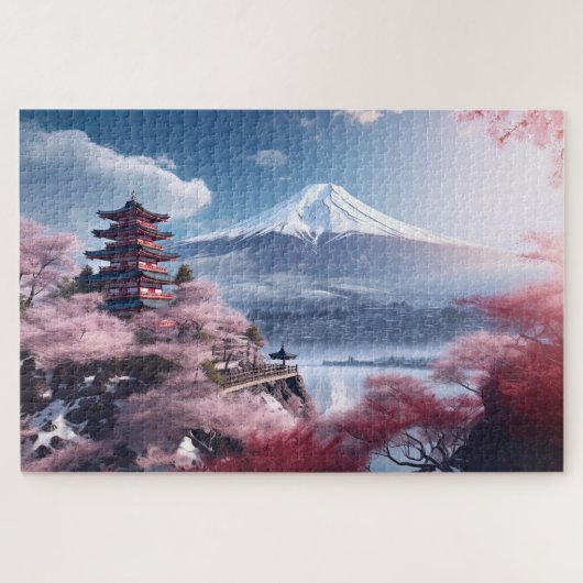 Landschaft Japan, Sakura und Fuji Puzzle (Horizontal)