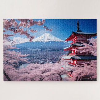 Landschaft Japan, Sakura und Fuji Puzzle