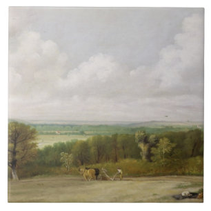 Landschaft John Constables : Pflügende Szene in Fliese