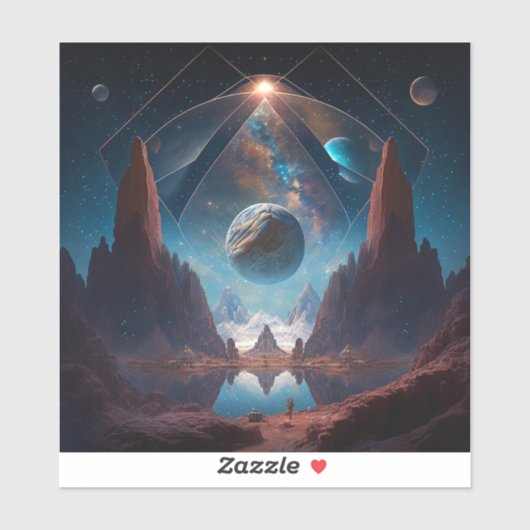 Landschaft kosmischer Fantasie Aufkleber (Blatt)