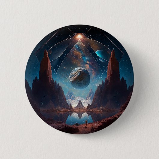 Landschaft kosmischer Fantasie Button (Vorderseite)