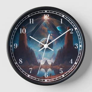 Landschaft kosmischer Fantasie Uhr