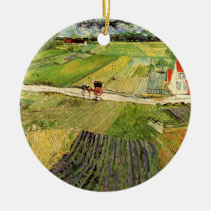 Landschaft, Kutsche und Zug von Vincent van Gogh Keramik Ornament