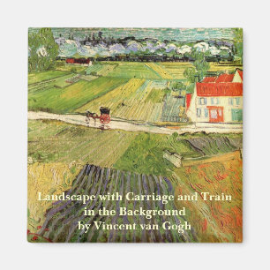 Landschaft, Kutsche und Zug von Vincent van Gogh Magnet