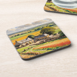 Landschaft Landgut Landschaft Illustriert Getränkeuntersetzer