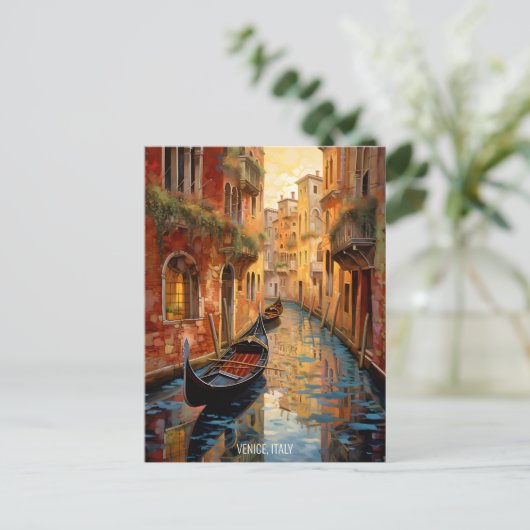 Landschaft Malerei Venedig Canals Italien Wandern Postkarte (Stehend Vorderseite)
