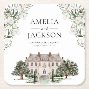 Landschaft Manor Wedding Rechteckiger Pappuntersetzer