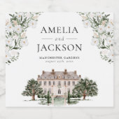 Landschaft Manor Wedding Schaumweinetikett (Einzelnes Label)