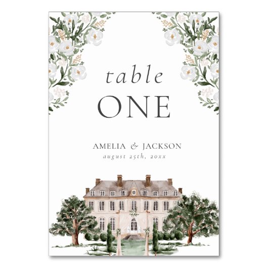 Landschaft Manor Wedding Tischnummer (Vorderseite)