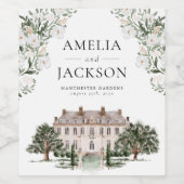 Landschaft Manor Wedding Weinetikett (Einzelnes Label)