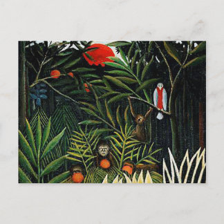 Landschaft mit Affen von Henri Rousseau Postkarte