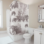 Landschaft mit Bären, Sträuchern, Winterbäumen und Duschvorhang (Beispiel)