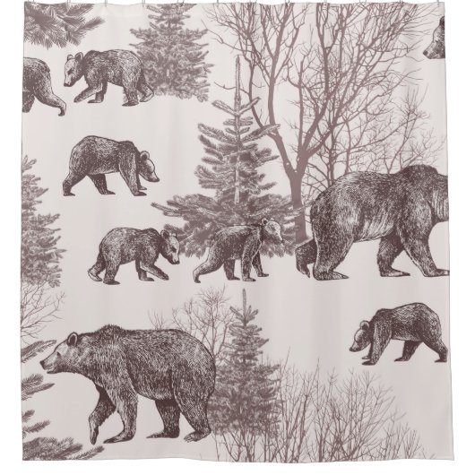 Landschaft mit Bären, Sträuchern, Winterbäumen und Duschvorhang (Vorderseite)