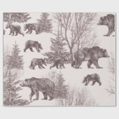 Landschaft mit Bären, Sträuchern, Winterbäumen und Geschenkpapier (Flach)