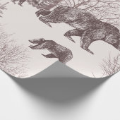 Landschaft mit Bären, Sträuchern, Winterbäumen und Geschenkpapier (Ecke)
