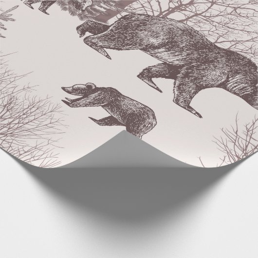 Landschaft mit Bären, Sträuchern, Winterbäumen und Geschenkpapier (Ecke)