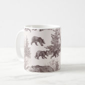 Landschaft mit Bären, Sträuchern, Winterbäumen und Kaffeetasse (Vorderseite Links)