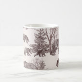 Landschaft mit Bären, Sträuchern, Winterbäumen und Kaffeetasse (Mittel)