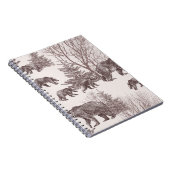 Landschaft mit Bären, Sträuchern, Winterbäumen und Notizblock (Rechte Seite)