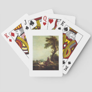 Landschaft mit Bauern, die eine Viehherde beobacht Spielkarten