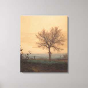 Landschaft mit Bäumen und Plowman Leinwanddruck