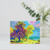 Landschaft mit Bäumen und Schafen Postkarte (Stehend Vorderseite)