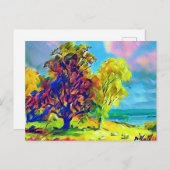 Landschaft mit Bäumen und Schafen Postkarte (Vorne/Hinten)