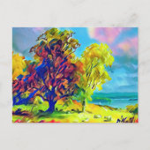 Landschaft mit Bäumen und Schafen Postkarte (Vorderseite)