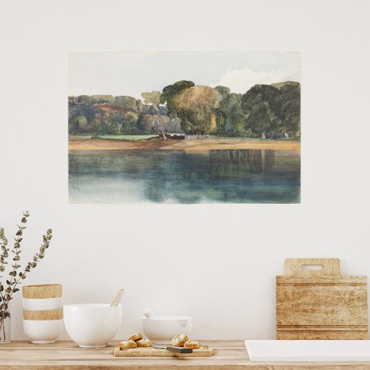 Landschaft mit Bäumen und Wasser Poster (Küche)
