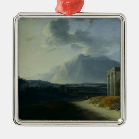 Landschaft mit Berg Stromboli Ornament Aus Metall (Vorne)