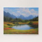 Landschaft mit Bergen im Hintergrund Puzzle (Horizontal)