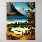 Landschaft mit Bergen Kunst Poster (Vorne)