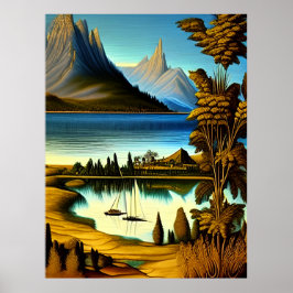 Landschaft mit Bergen Kunst Poster