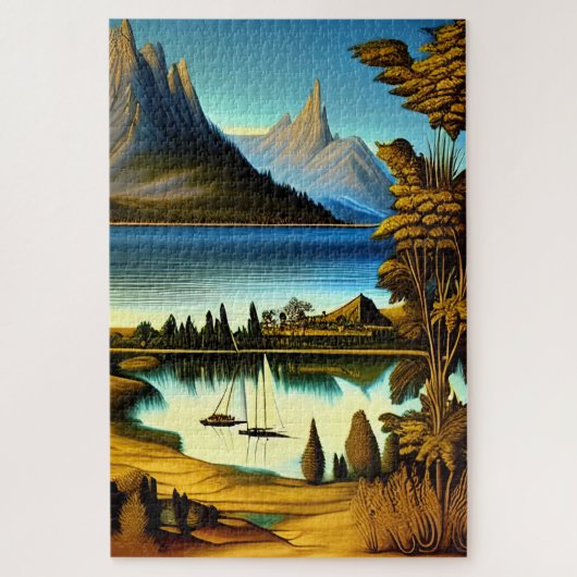 Landschaft mit Bergen Kunst Puzzle (Vertikal)